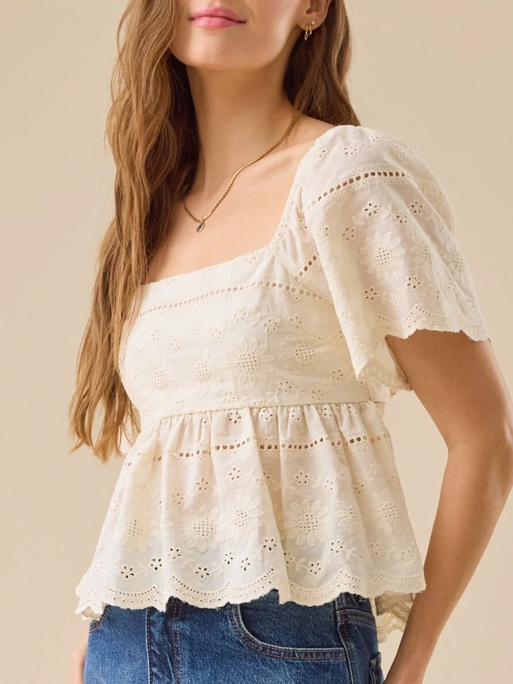 ALTAR’D STATE COREY TIE BACK EMBROIDERED TOP